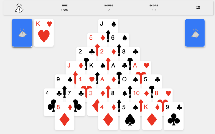 Screenshot of pyramid solitaire came