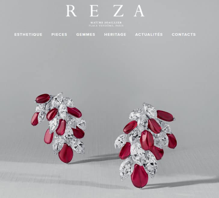 Screenshot of Reza Jewelry website