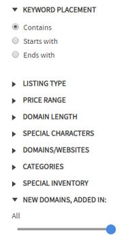 Image of Sedo.com search feature