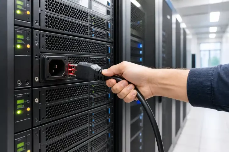 Arm unplugging a server