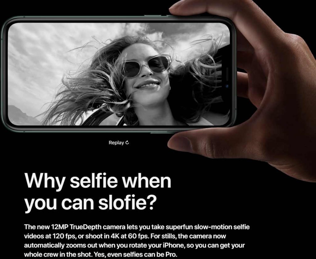 Apple iPhone 11 image with a slofie, a slow-motion selfie