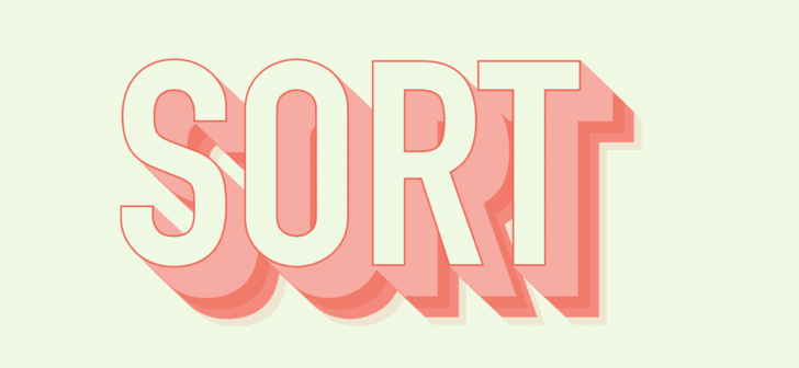logo for sort has the word SORT in raised letters with pink