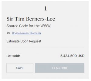 Read more about the article Sotheby’s auction of WWW NFT by Sir Tim Berners-Lee ends at $5,434,500