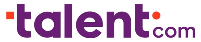 Talent.com logo had talent.com in purple and red squares on either side