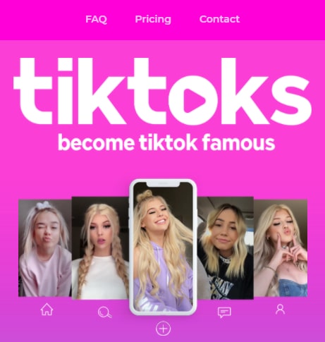 Screenshot of TikToks.com