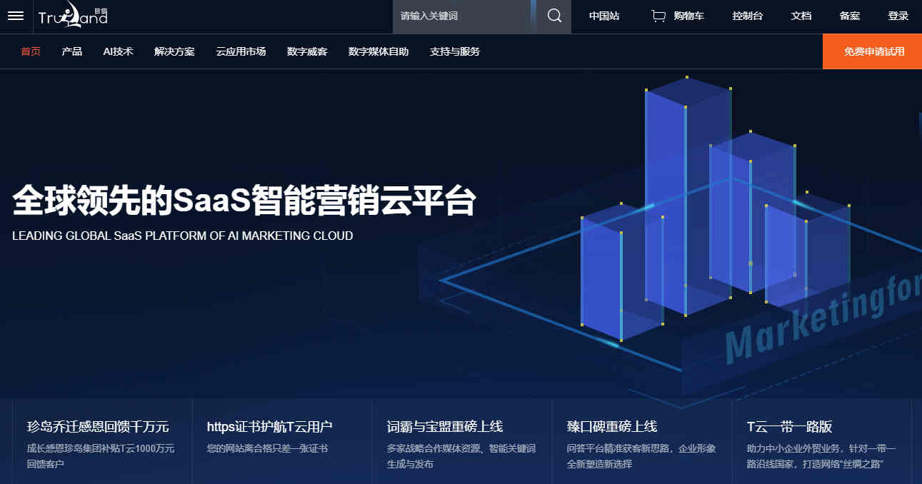 Screenshot of the Chinese company Trueland