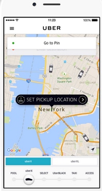 Screenshot of Uber