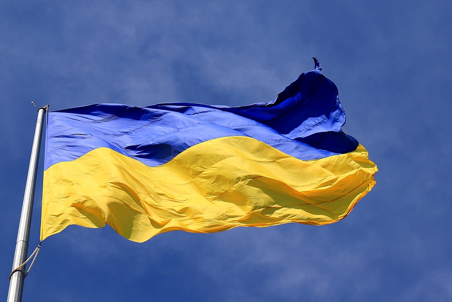 Picture of Urkaine flag with blue on the top and yellow on the bottom