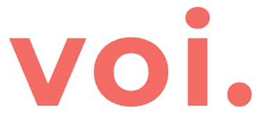 Logo for Voi. has voi. in orange letters on a white background