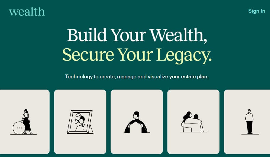 Screenshot of Wealth.com wealth management and will estate planning service